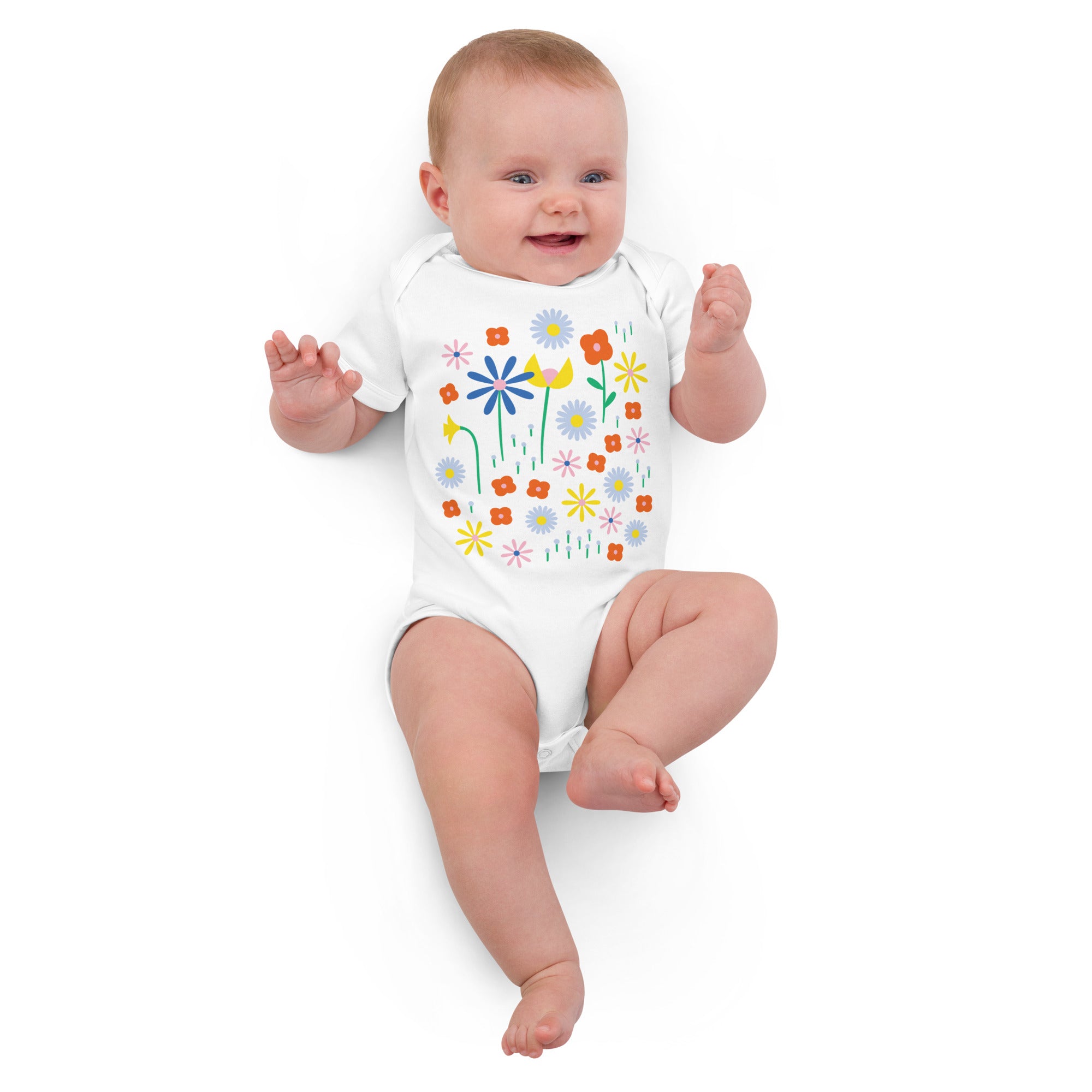 Happy Fleurs Organic Cotton Short Sleeve Baby Onesie