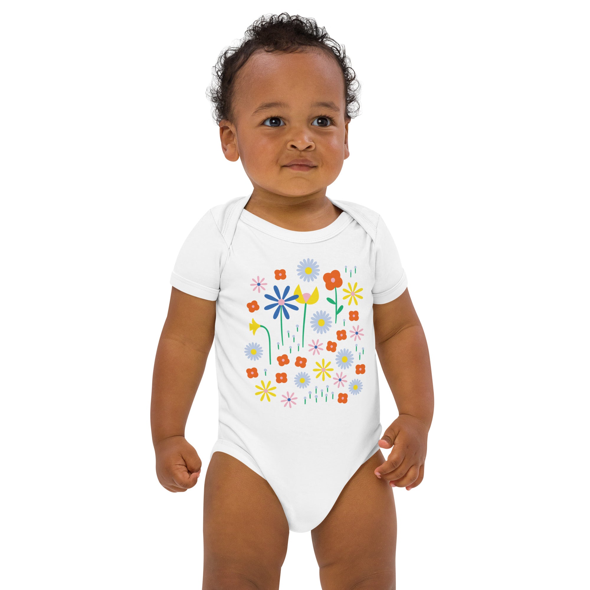 Happy Fleurs Organic Cotton Short Sleeve Baby Onesie