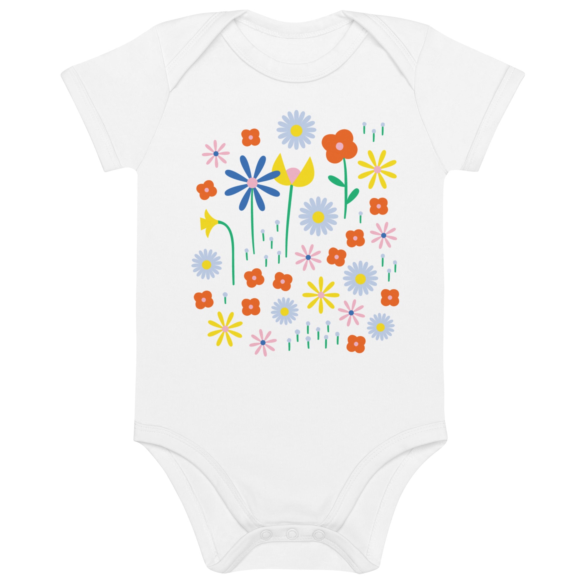 Happy Fleurs Organic Cotton Short Sleeve Baby Onesie