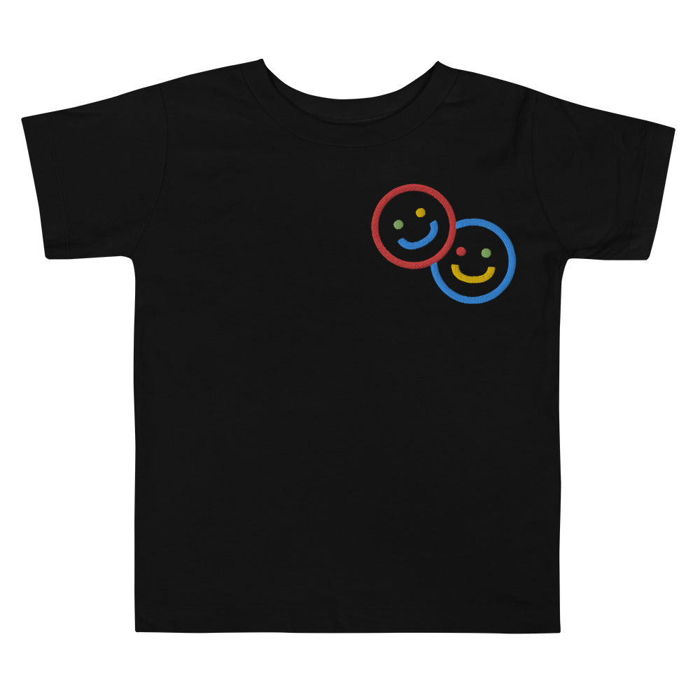 Colorblock Double Smileys Embroidered Toddler Tee