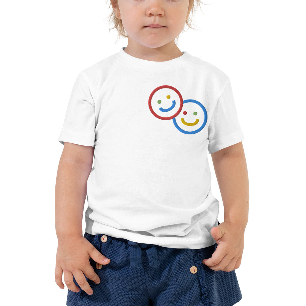 Colorblock Double Smileys Embroidered Toddler Tee