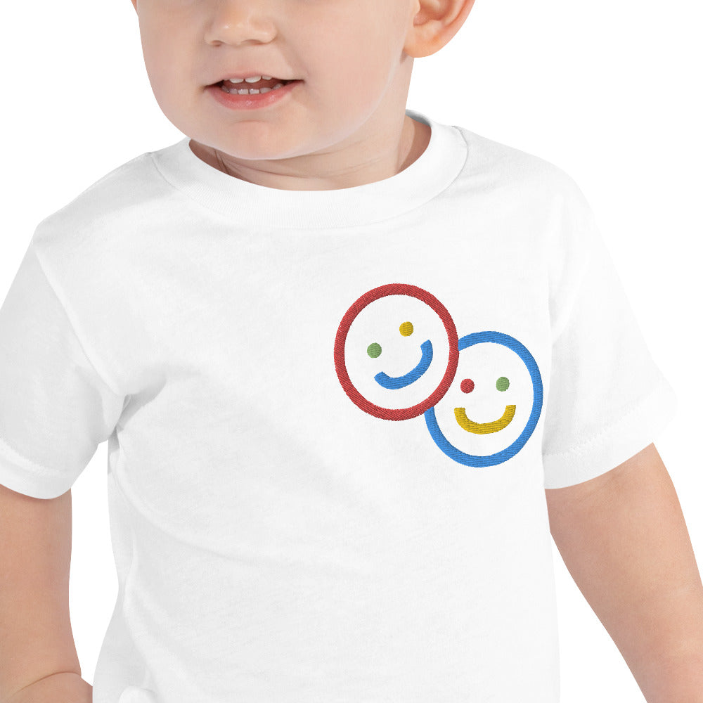 Colorblock Double Smileys Embroidered Toddler Tee