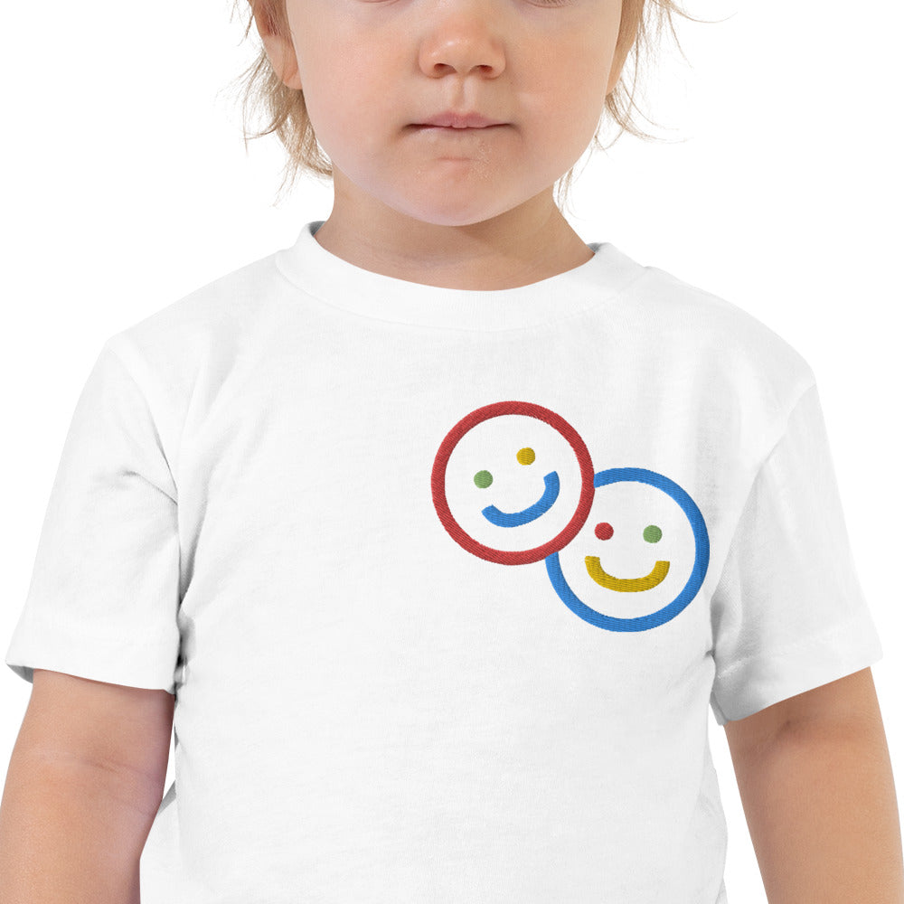 Colorblock Double Smileys Embroidered Toddler Tee