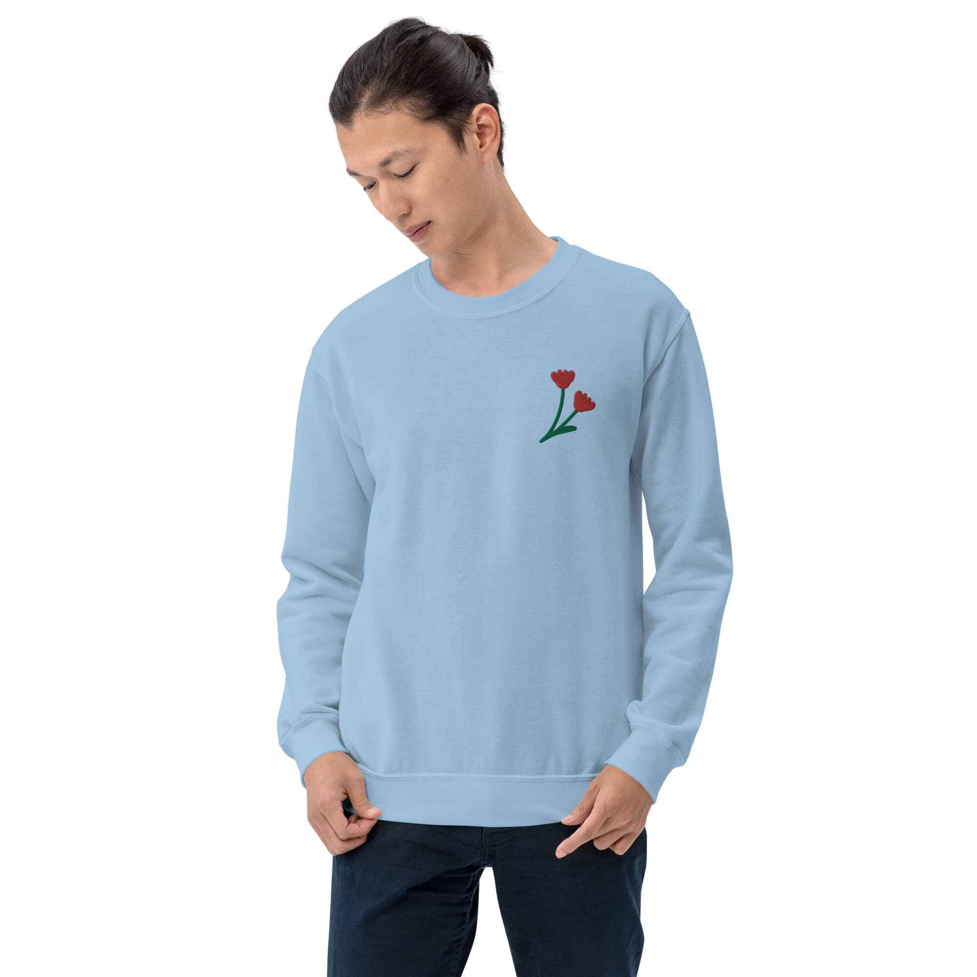 Happy Together Embroidered Flower Sweatshirt