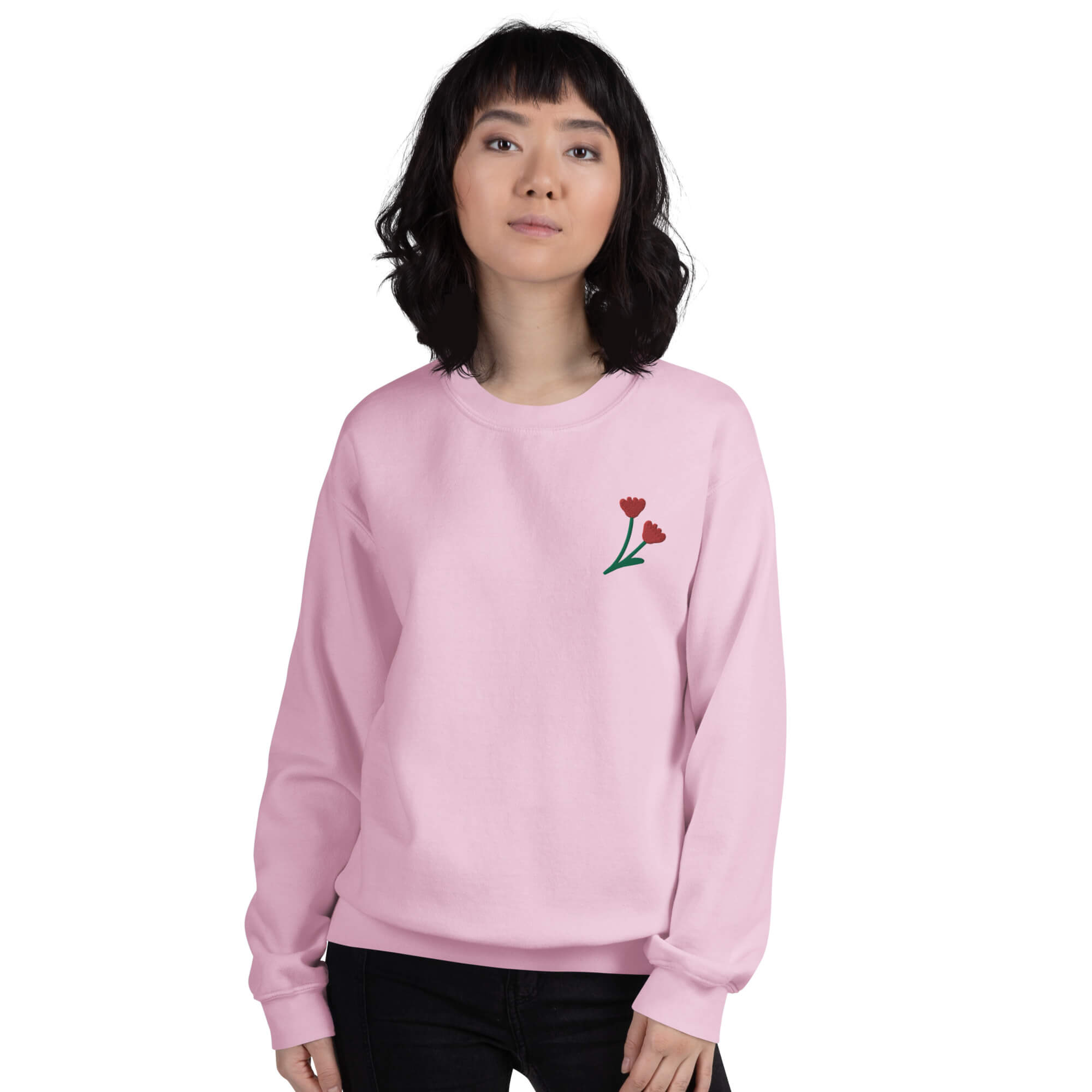 Happy Together Embroidered Flower Sweatshirt