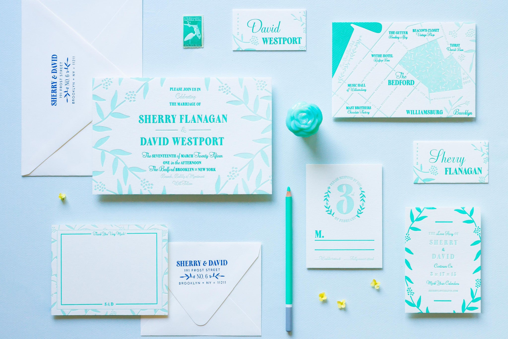 Sherry Darlin': Pretty Floral Vines Letterpress Wedding Invitation Suite by My Darlin', a Brooklyn, New York design and paper goods studio | www.mydarl.in