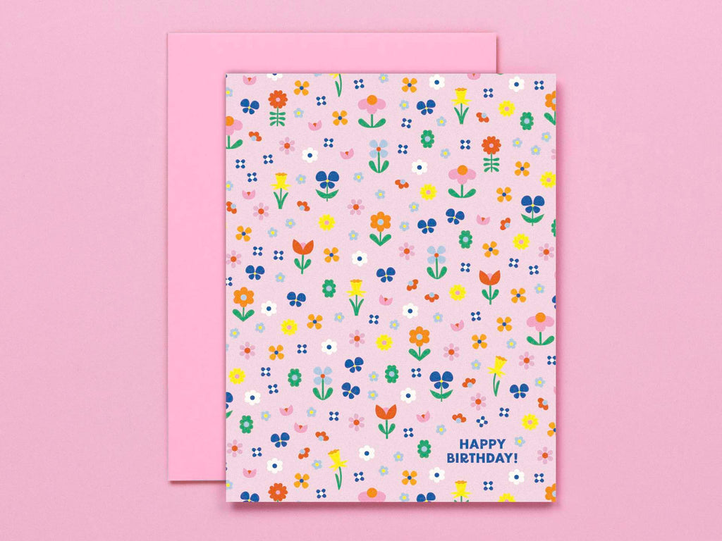 Ditsy Flower Friends Birthday Card