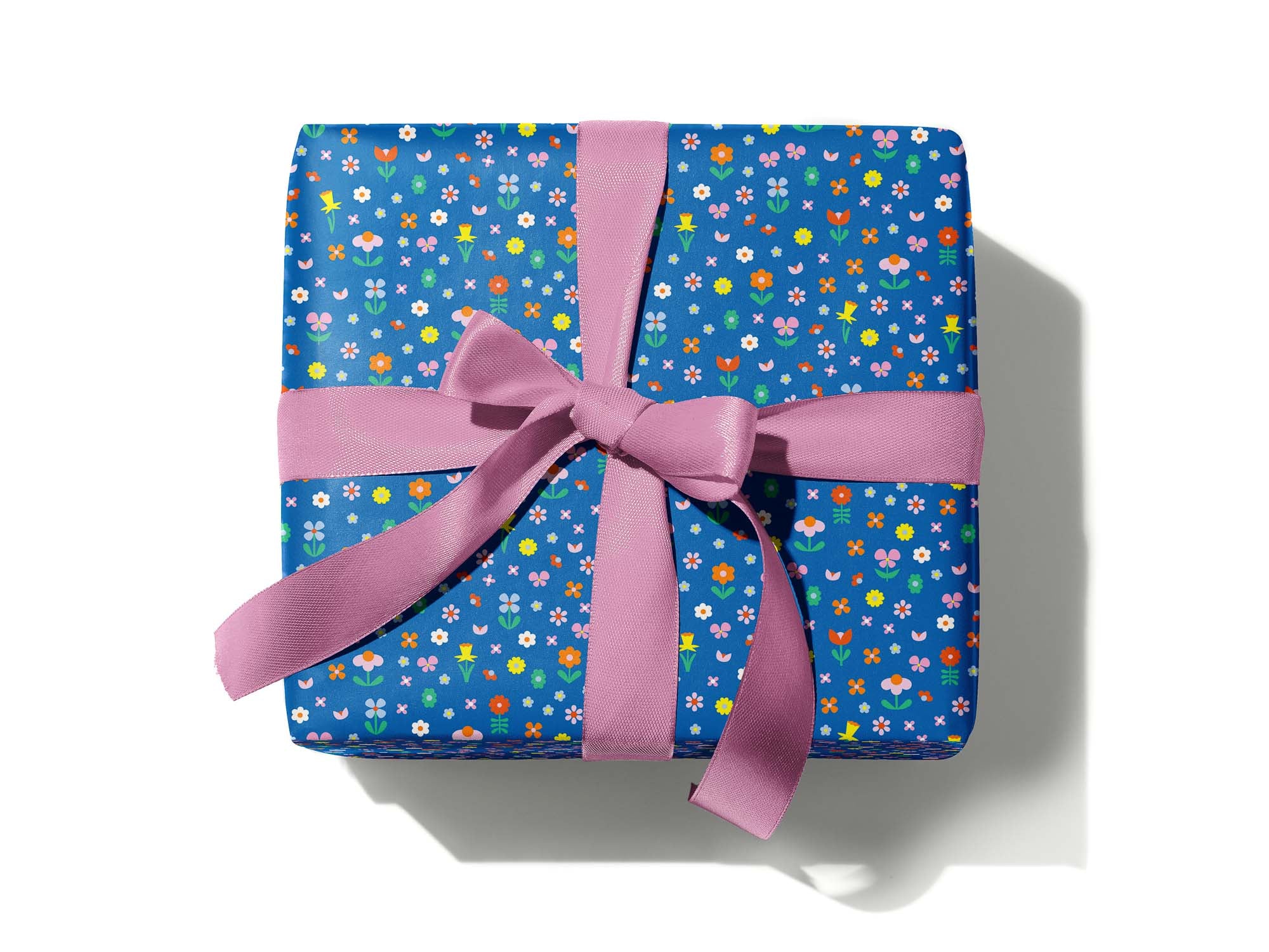 Ditsy Friends Floral Wrapping Paper (Blue)