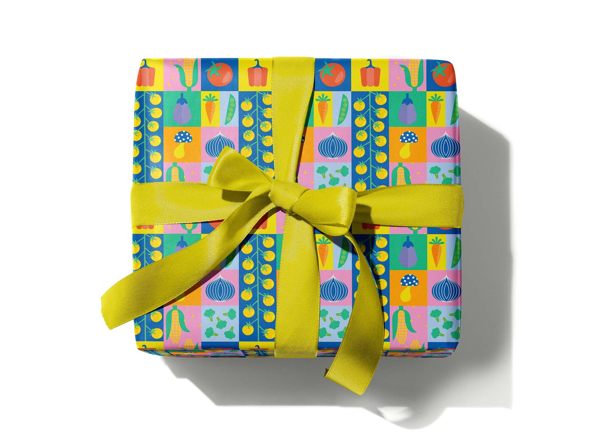 Veggie Block Colorblock Vegetables Wrapping Paper