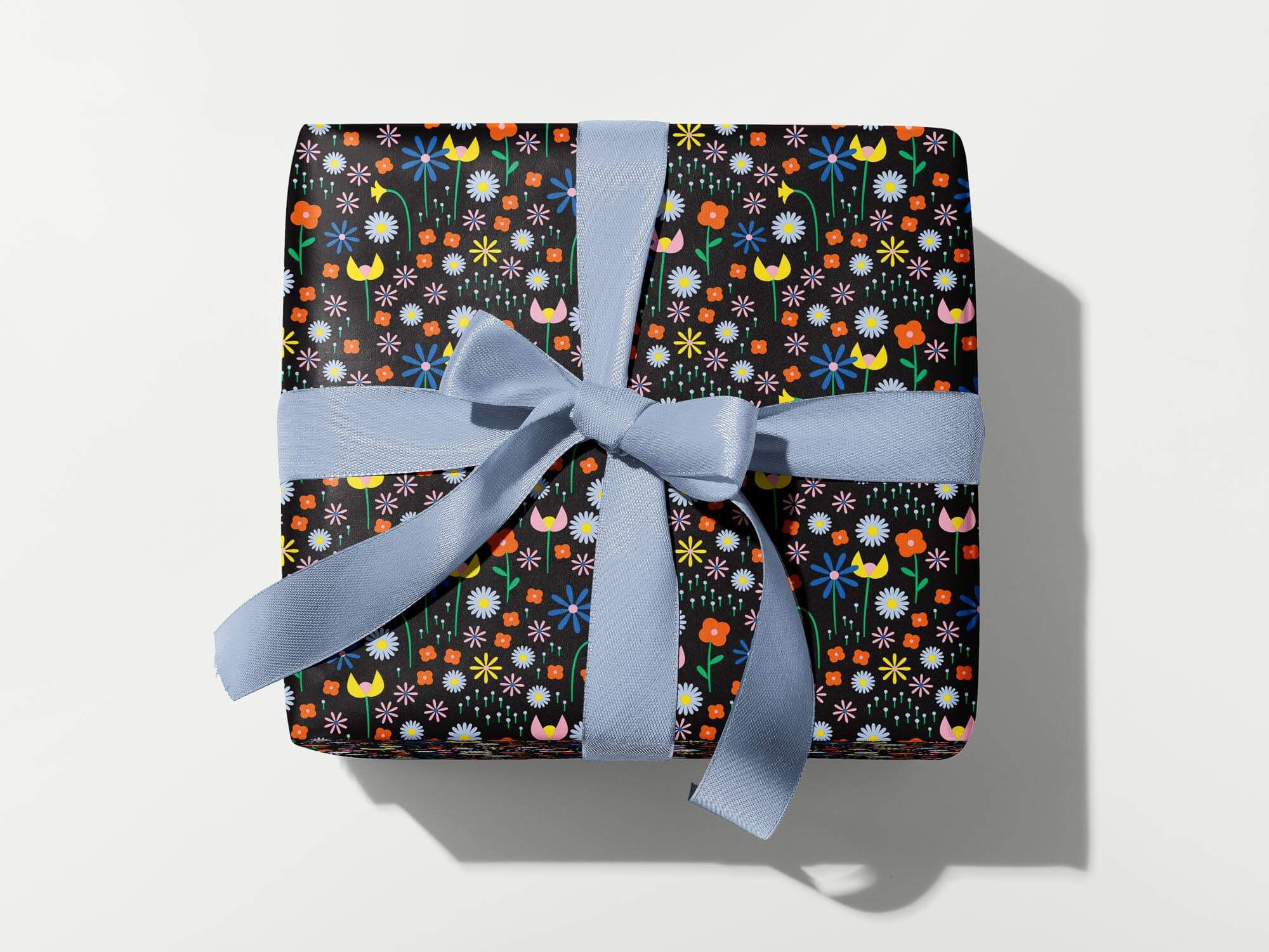 Mod woodland flower pattern wrapping paper. Colorful, modern, gift wrapping sheets with fun prints and patterns by @mydarlin_bk. Made in USA.