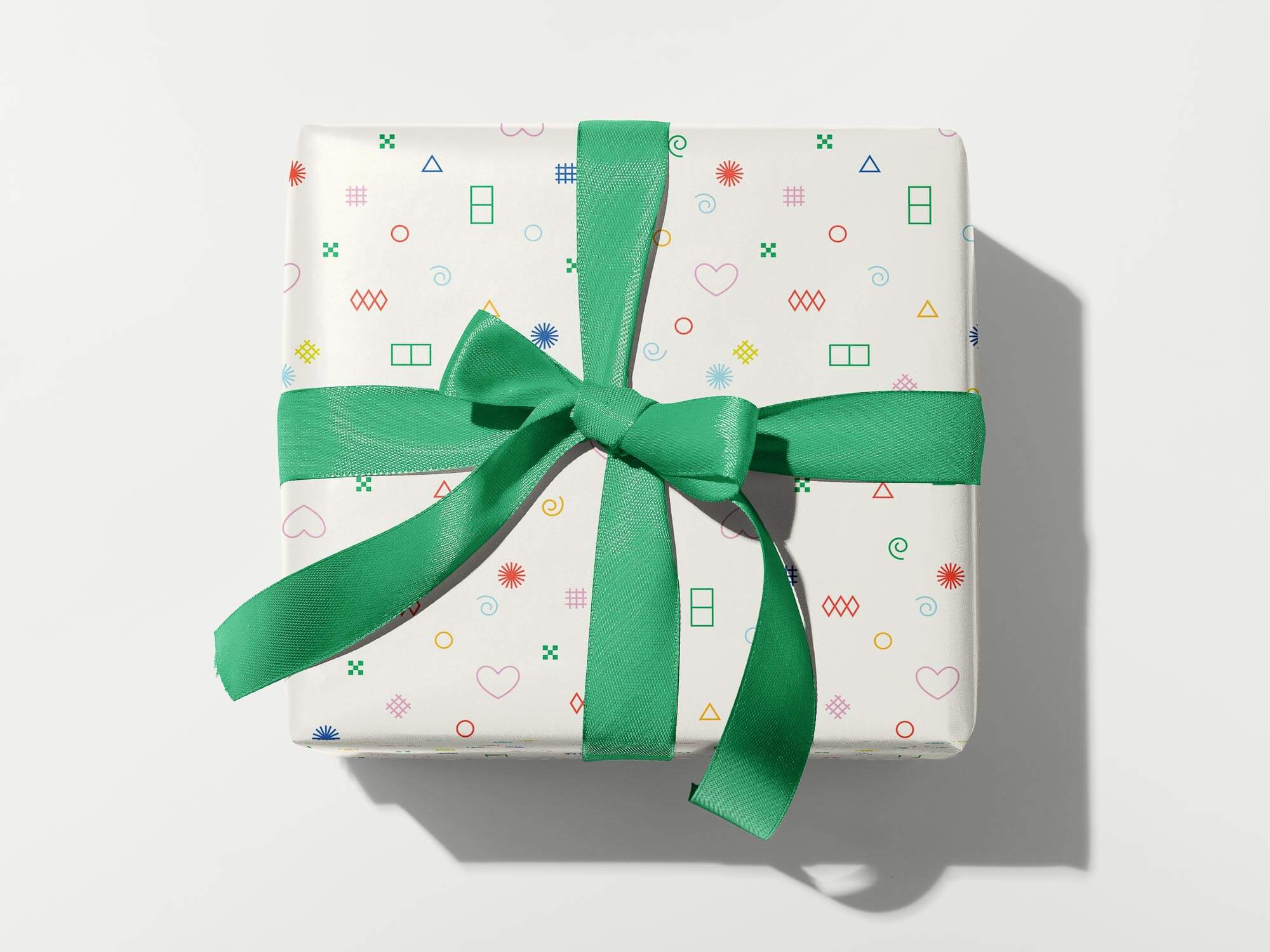 Colorful, modern, gift wrapping sheets with fun prints, patterns, and geometric shapes by @mydarlin_bk. Made in USA.