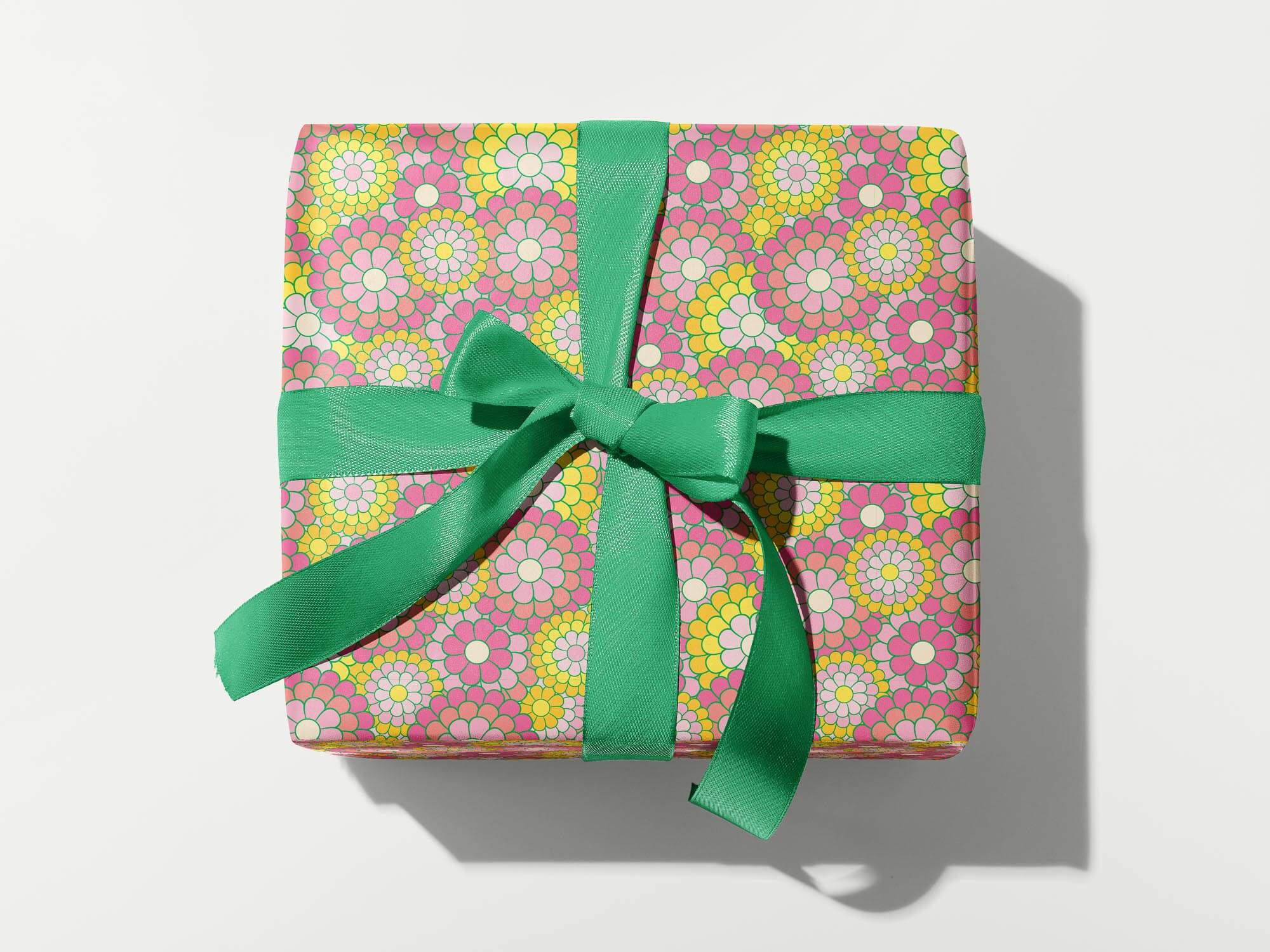 Zinnia pattern colorful, modern, floral gift wrapping sheets with fun prints and patterns by @mydarlin_bk. Made in USA.