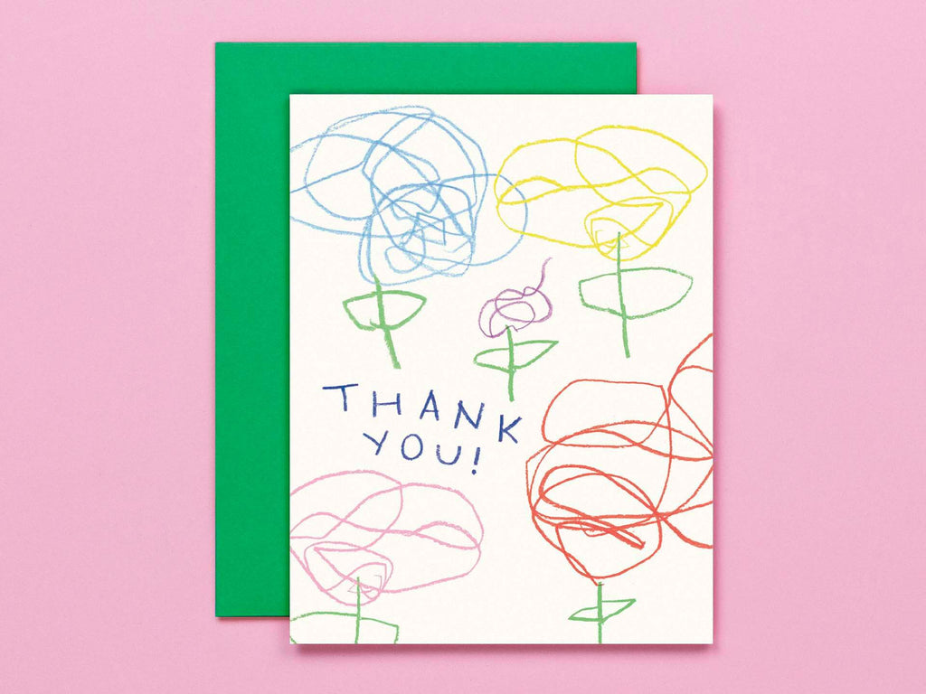 Lil Darlin' Scribble-Scrabble Flowers Thank You Card