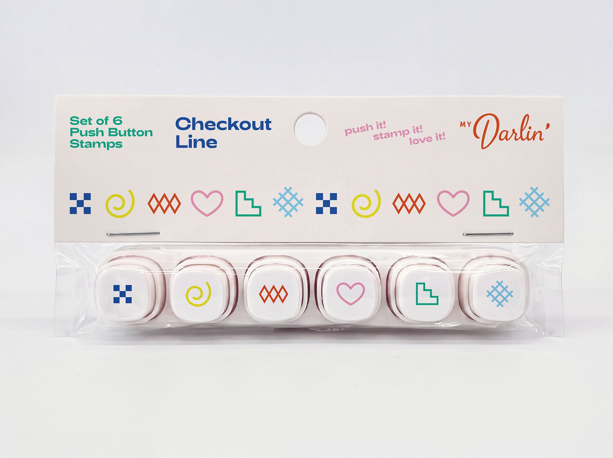 Checkout Line Push Button Stamps