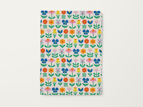 Flower Friends 6x8 Retro Floral Softcover Blank Notebook