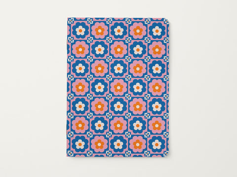 Flowers in Flowers 6x8 Retro Floral Softcover Blank Notebook