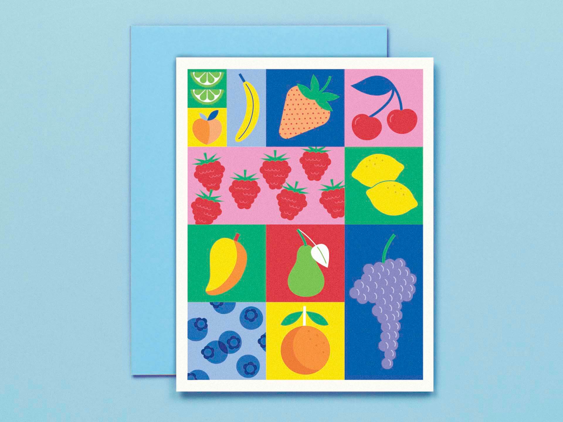 Fruit Block • Colorblock Fruits Blank Card