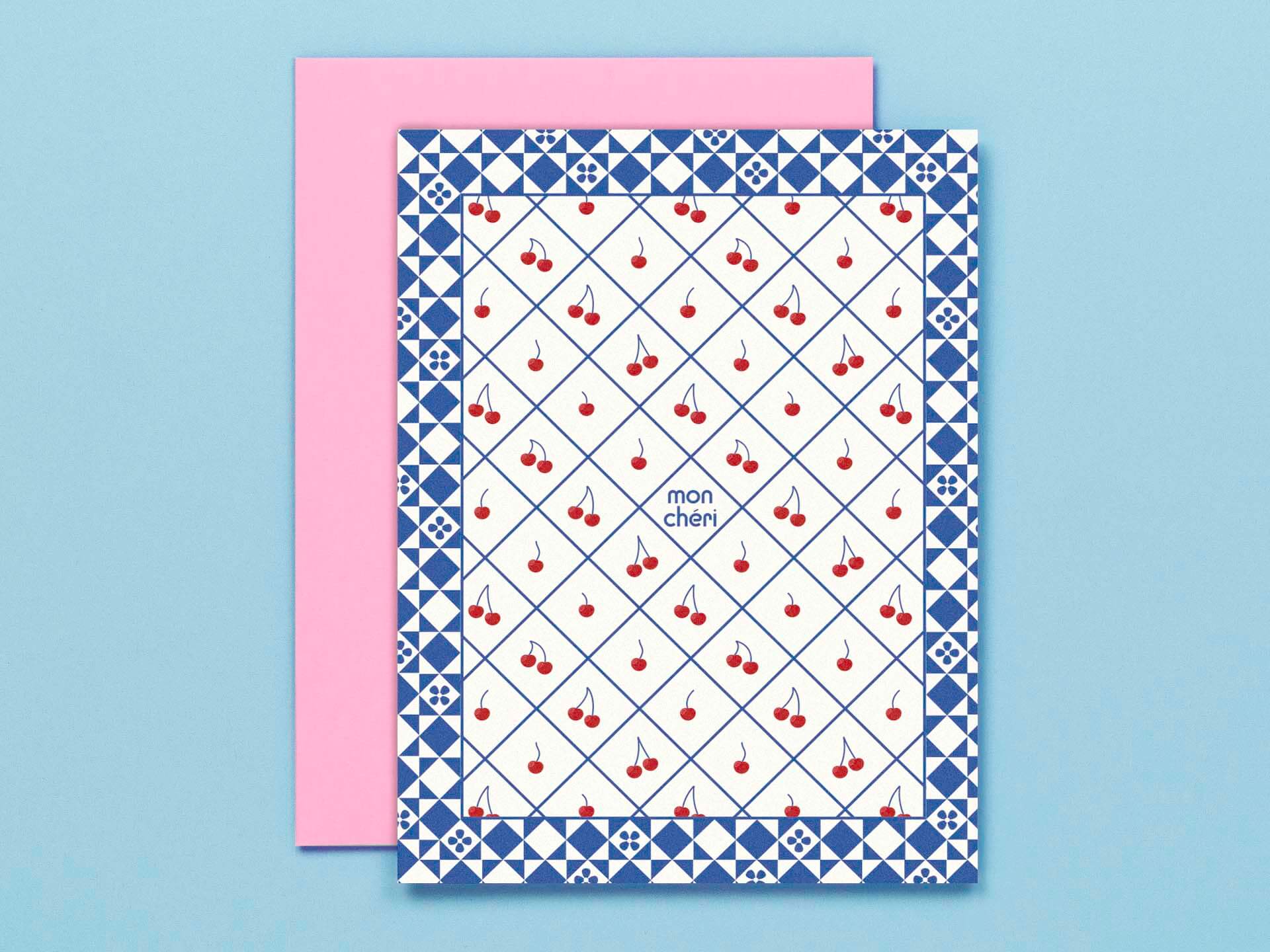 Mon Chéri • Cherries Anniversary or Valentine's Day Card