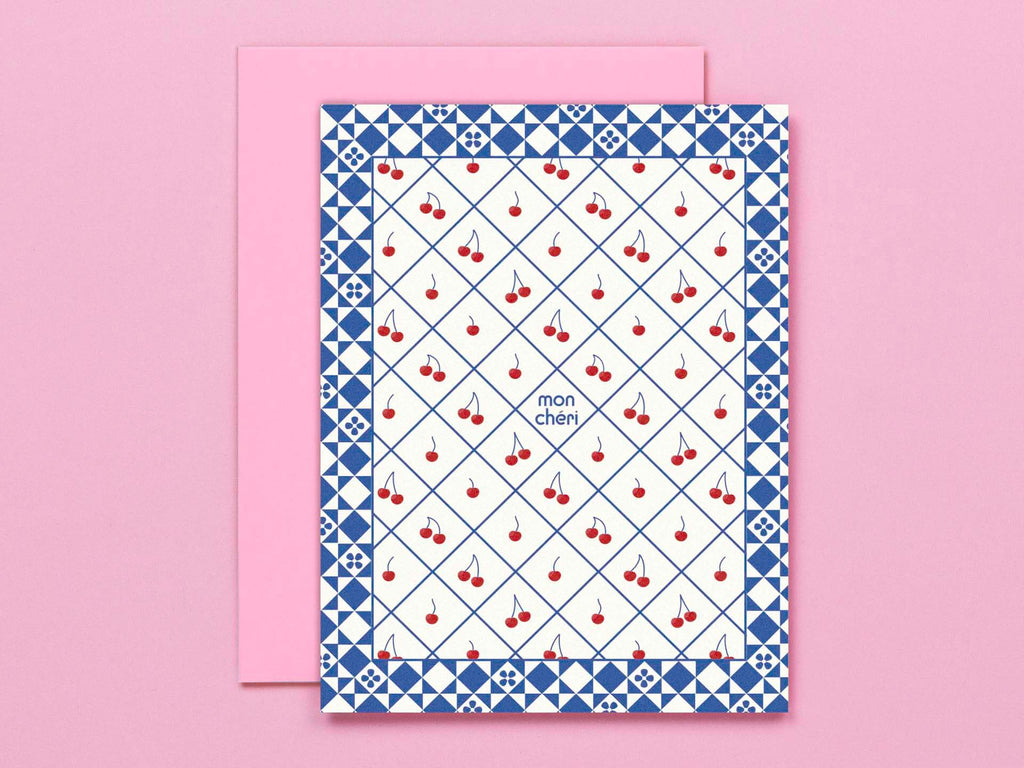 Mon Chéri • Cherries Anniversary or Valentine's Day Card