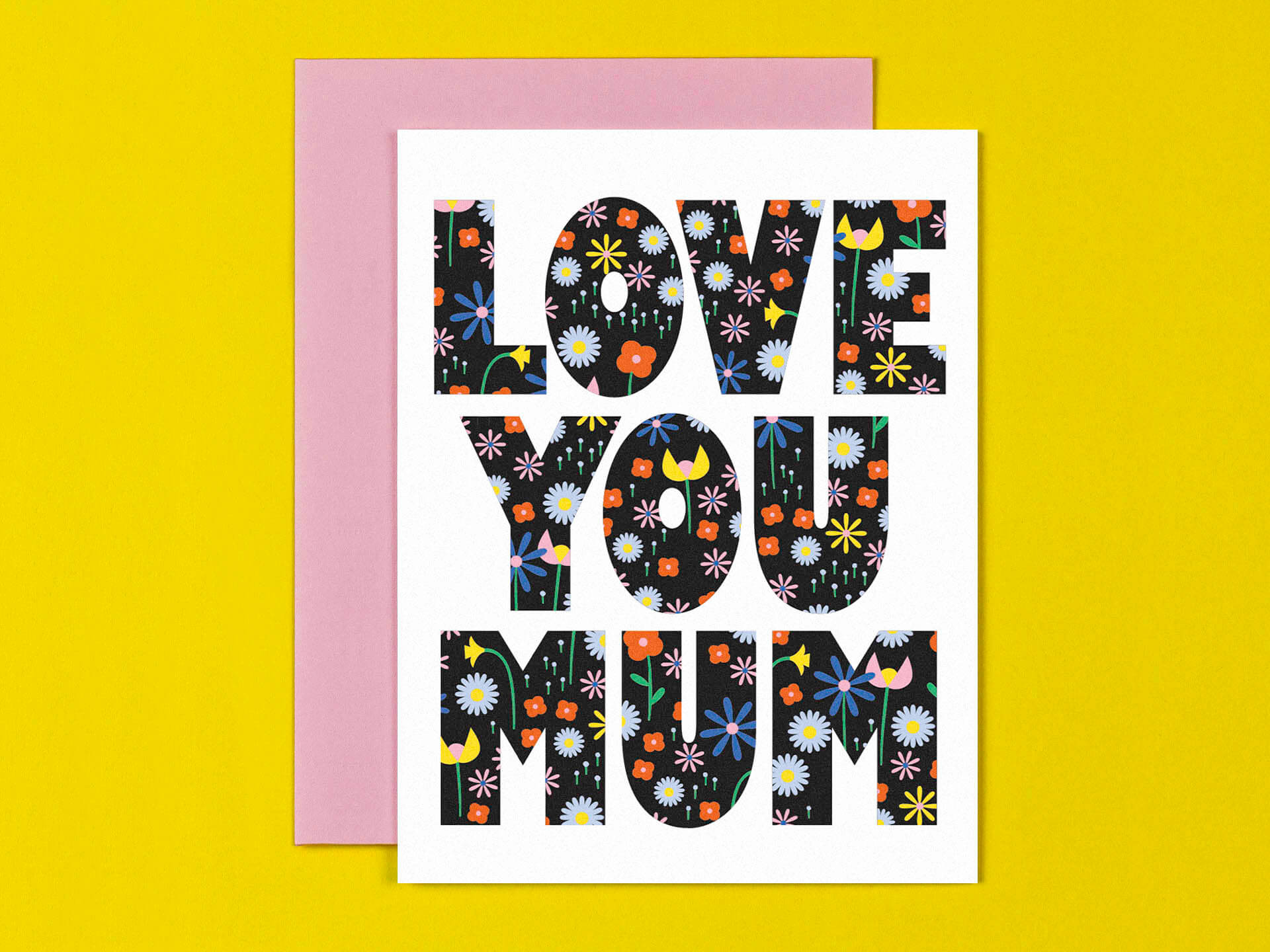 Love You Mom Floral Type