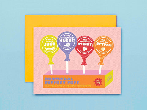 Emotional Support Pops • Lollipop Sympathy Card