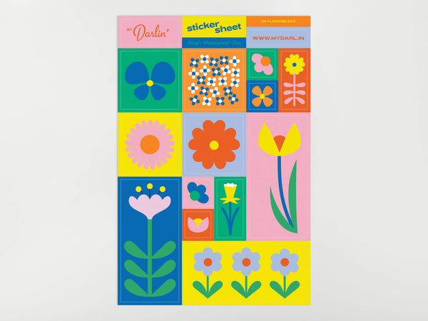 Flowerblock Color Block Flowers Sticker Sheet – My Darlin'