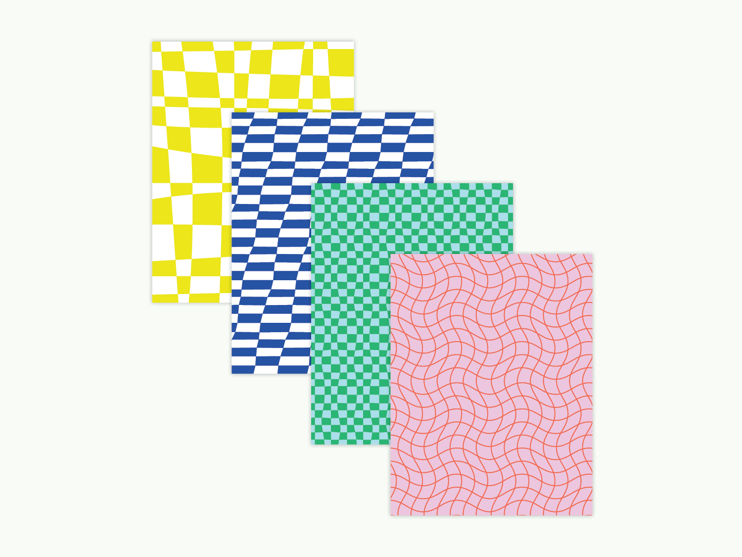 Set of 8 checker and grid pattern assorted blank greeting cards that bend space and time. Made in USA by @mydarlin_bk