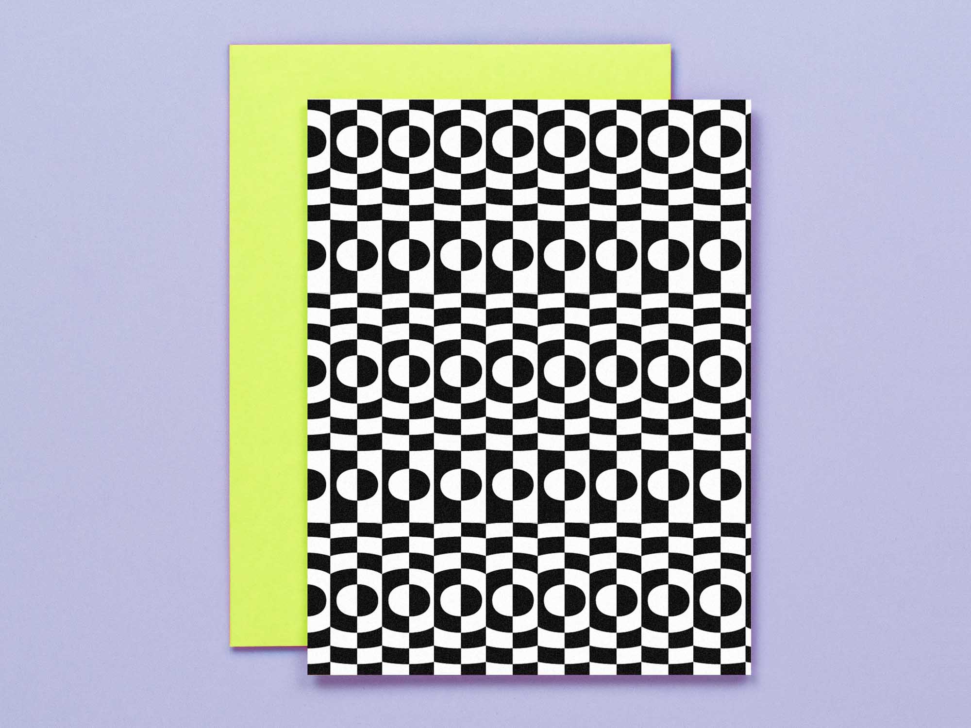 Curvy checker blank pattern cards in black and white, all occasions greeting card. Made in USA by @mydarlin_bk
