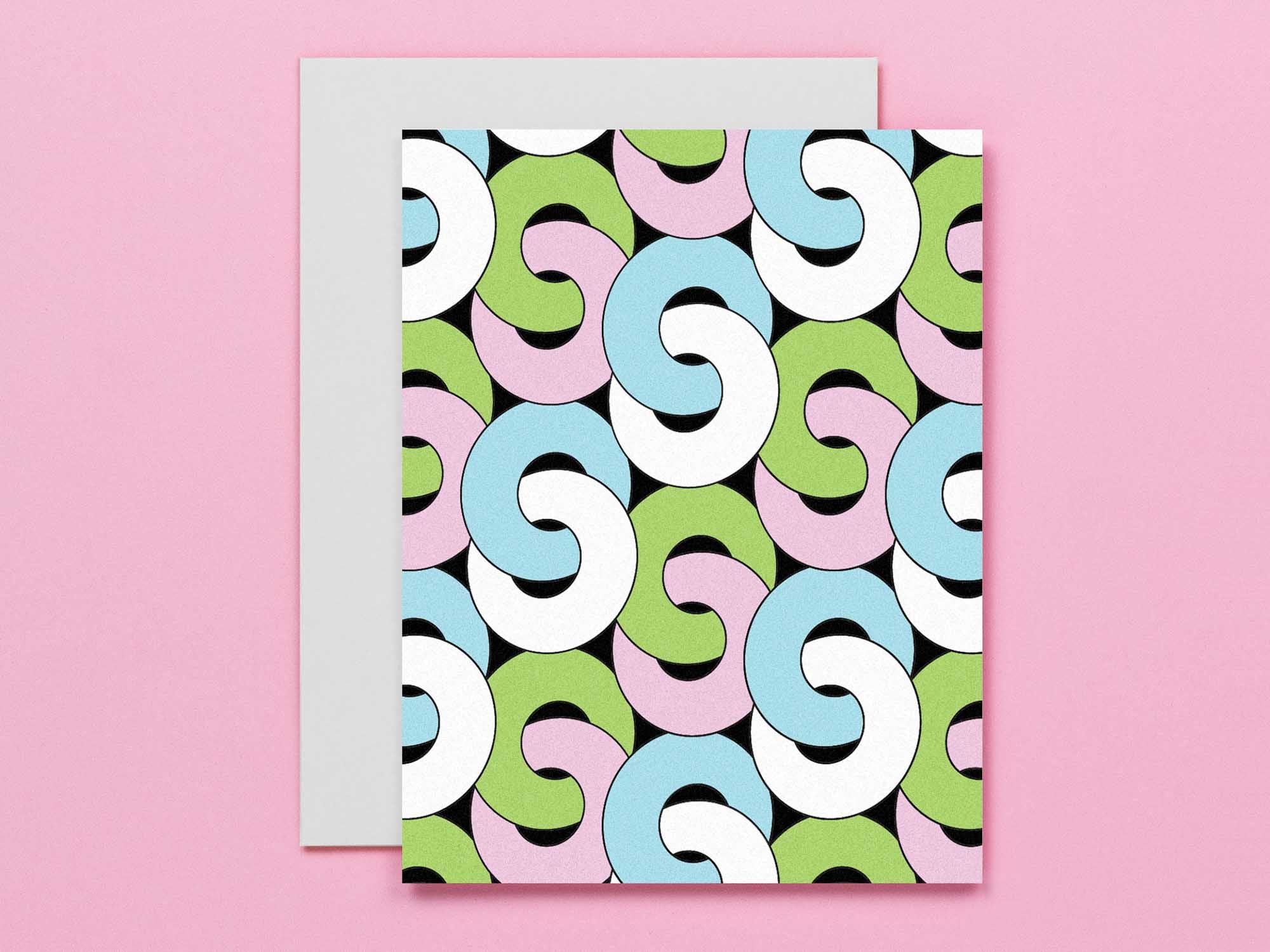 Mod linked rings blank pattern cards, all occasions greeting card. Made in USA by @mydarlin_bk