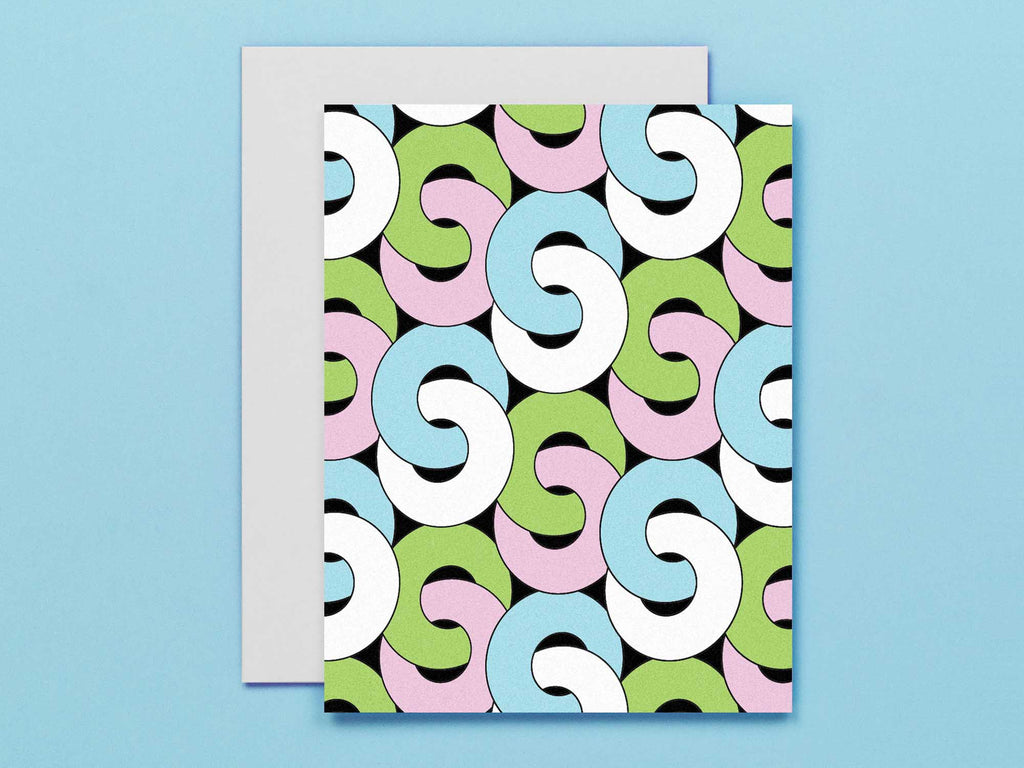 Mod linked rings blank pattern cards, all occasions greeting card. Made in USA by @mydarlin_bk