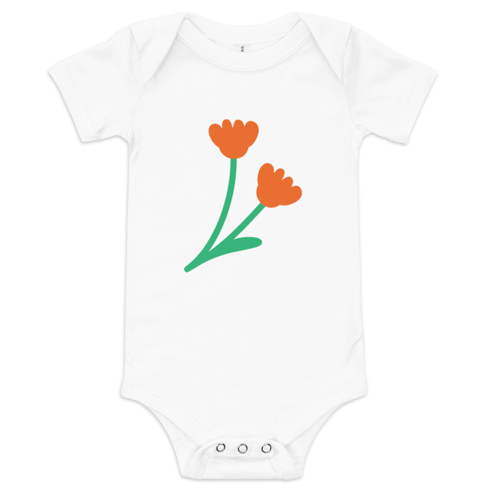 Happy Together Flower Buds Short Sleeve Baby Onesie