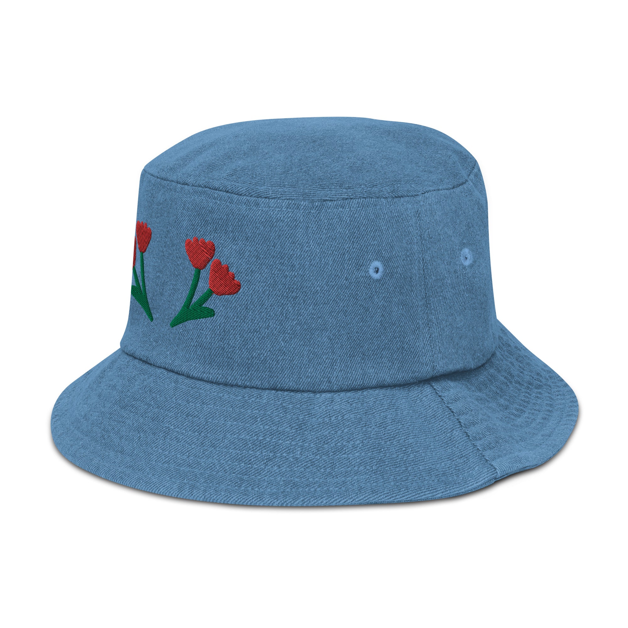 Happy Together Flower Denim Bucket Hat