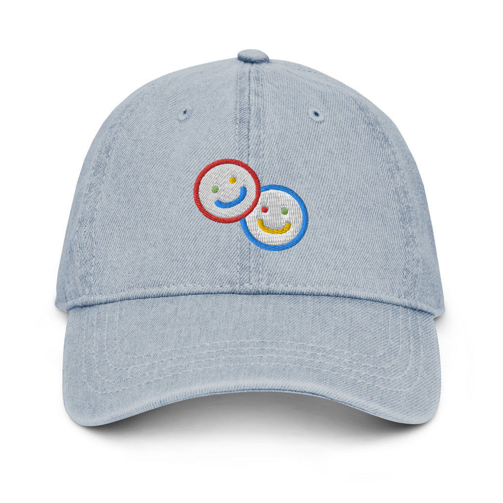 Colorblock Double Smileys Embroidered Denim Hat