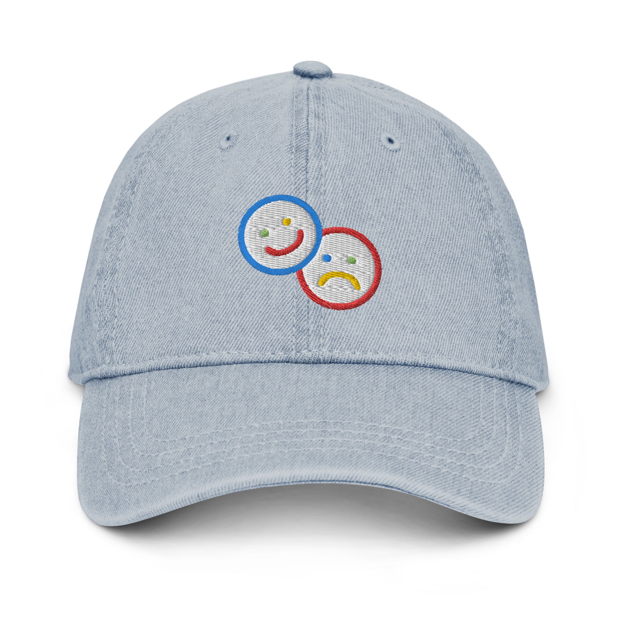 All Mixed Up Colorblock Smileys Embroidered Denim Hat