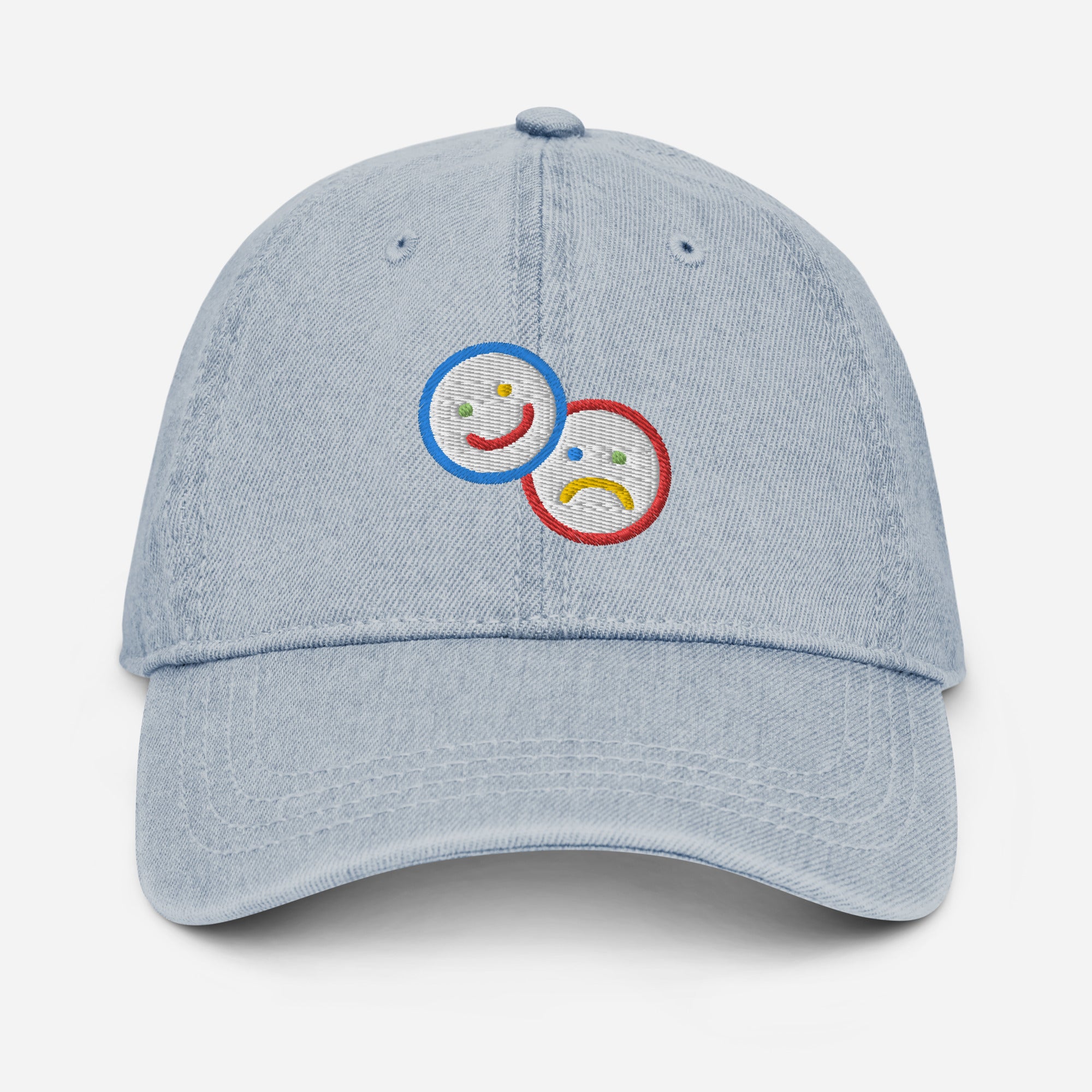 All Mixed Up Colorblock Smileys Embroidered Denim Hat