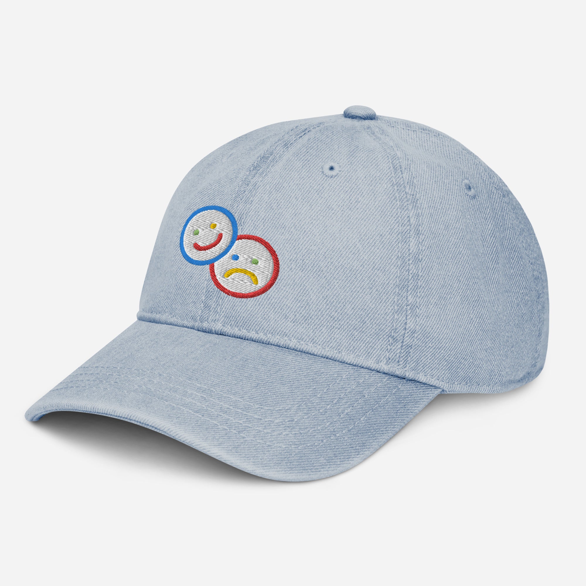 All Mixed Up Colorblock Smileys Embroidered Denim Hat