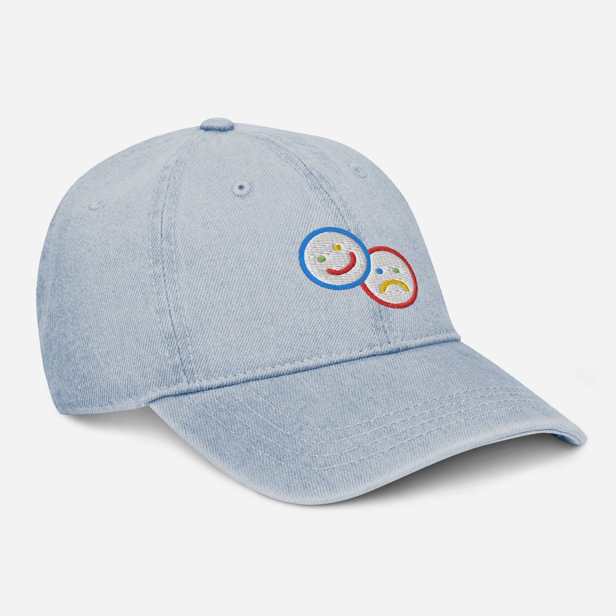 All Mixed Up Colorblock Smileys Embroidered Denim Hat