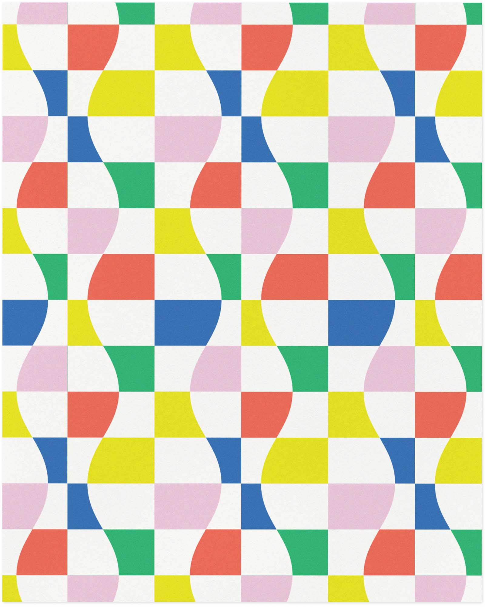 "Wavy Rainbow Checks" archival giclée art print with a wavy rainbow checkerboard pattern. Made in USA by My Darlin' @mydarlin_bk