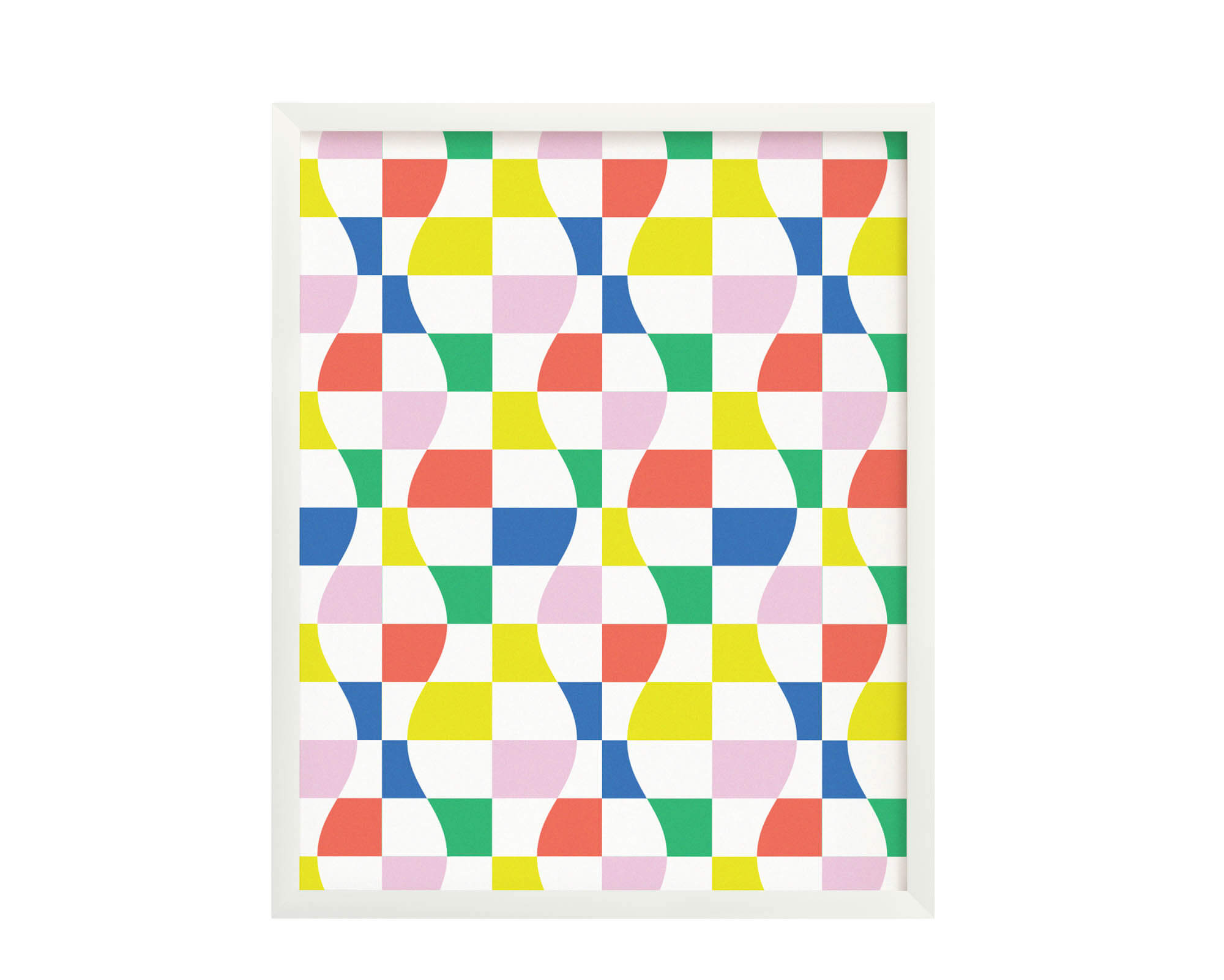 "W.C.R.L." archival giclée art print with a wavy rainbow checkerboard pattern and lava lamp vibes. Made in USA by My Darlin' @mydarlin_bk
