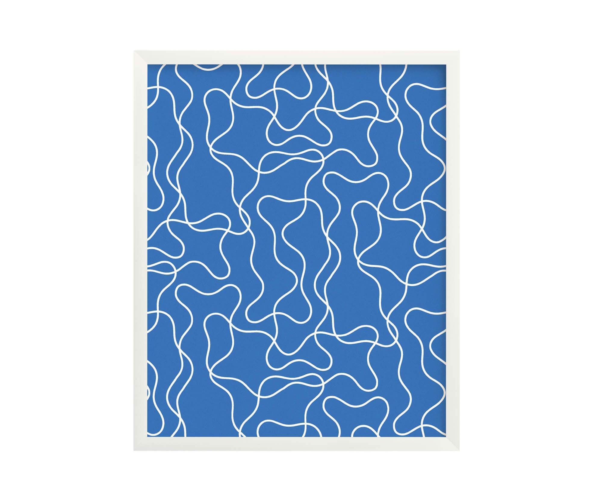 "Magic Squiggle" graphic blue and white squiggle pattern archival giclée modern art print. Made in USA by My Darlin' @mydarlin_bk