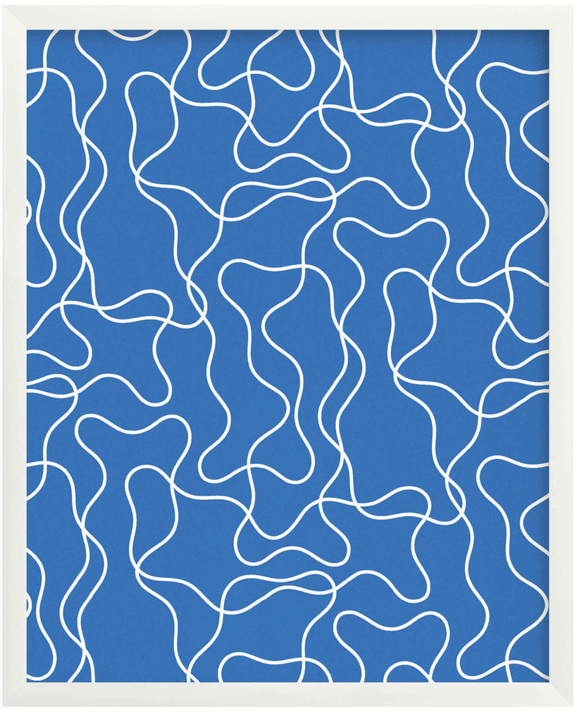 "Magic Squiggle" graphic blue and white squiggle pattern archival giclée modern art print. Made in USA by My Darlin' @mydarlin_bk