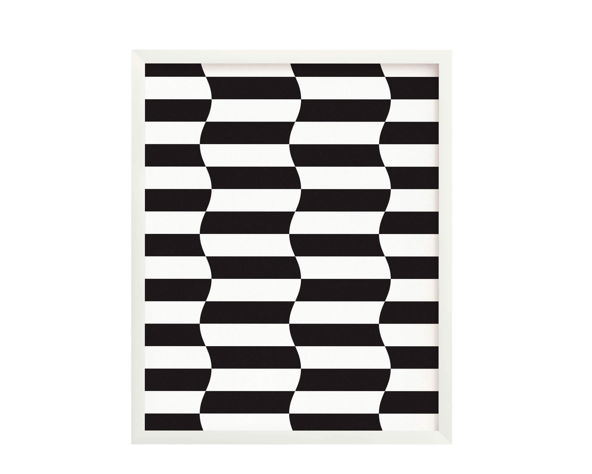 "Striple Double" hypnotic wavy checker op art inspired black and white striped archival giclée art print. Made in USA by My Darlin' @mydarlin_bk