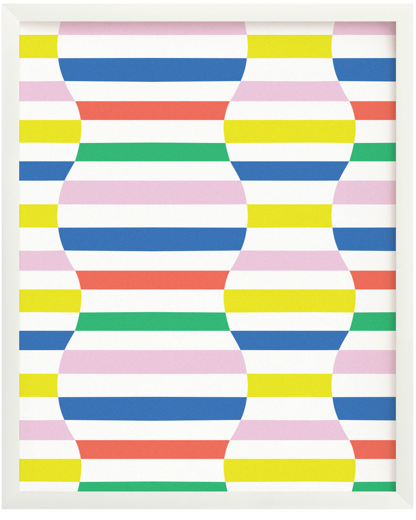 "Home Unalone" archival giclée art print with a op art inspired wavy rainbow striped checker pattern. Made in USA by My Darlin' @mydarlin_bk