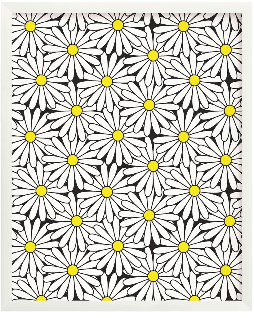 "Daisy Love" black and white daisy pattern archival giclée art print. Made in USA by My Darlin' @mydarlin_bk