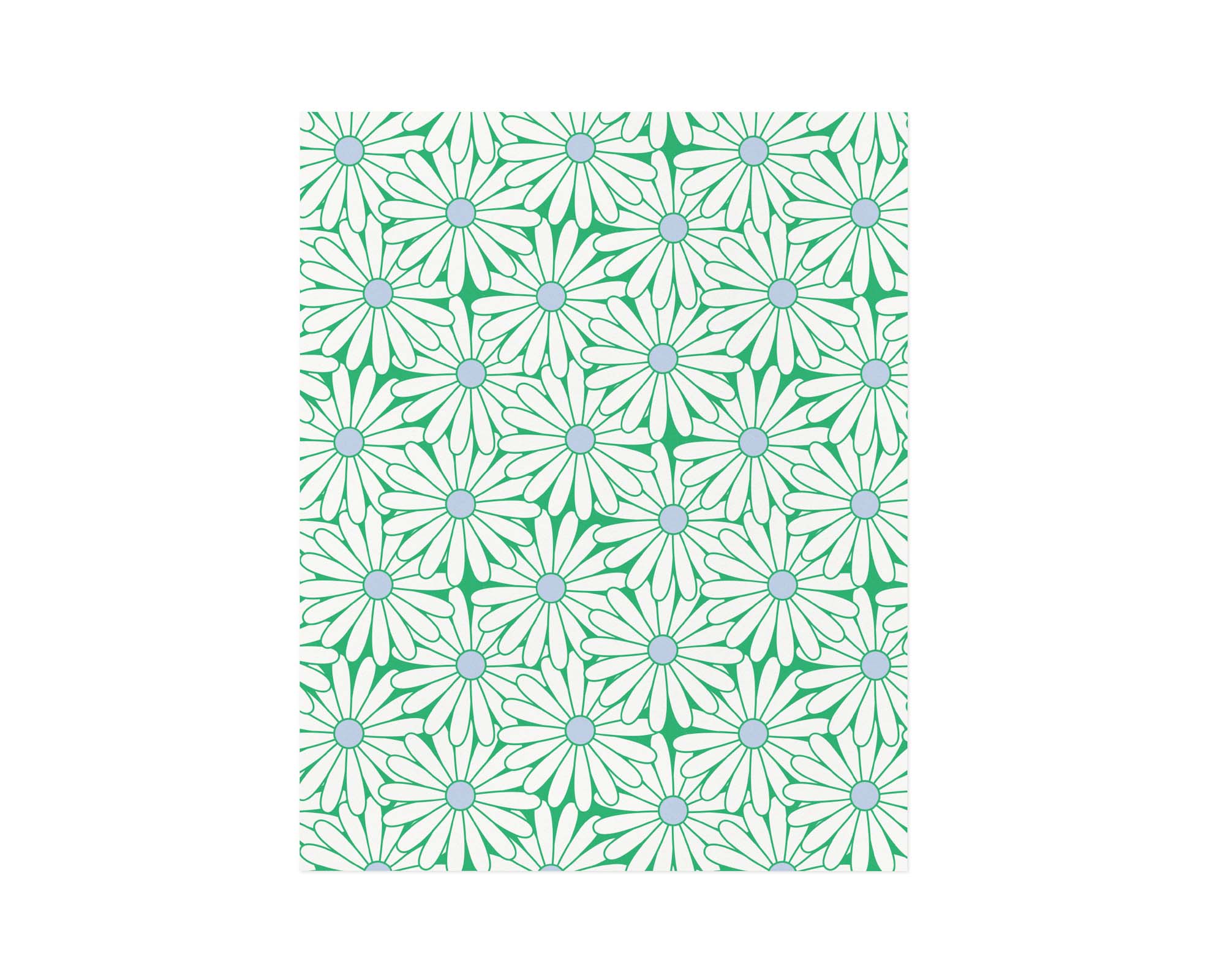 "Daisy Love" green & blue daisy pattern archival giclée art print. Made in USA by My Darlin' @mydarlin_bk