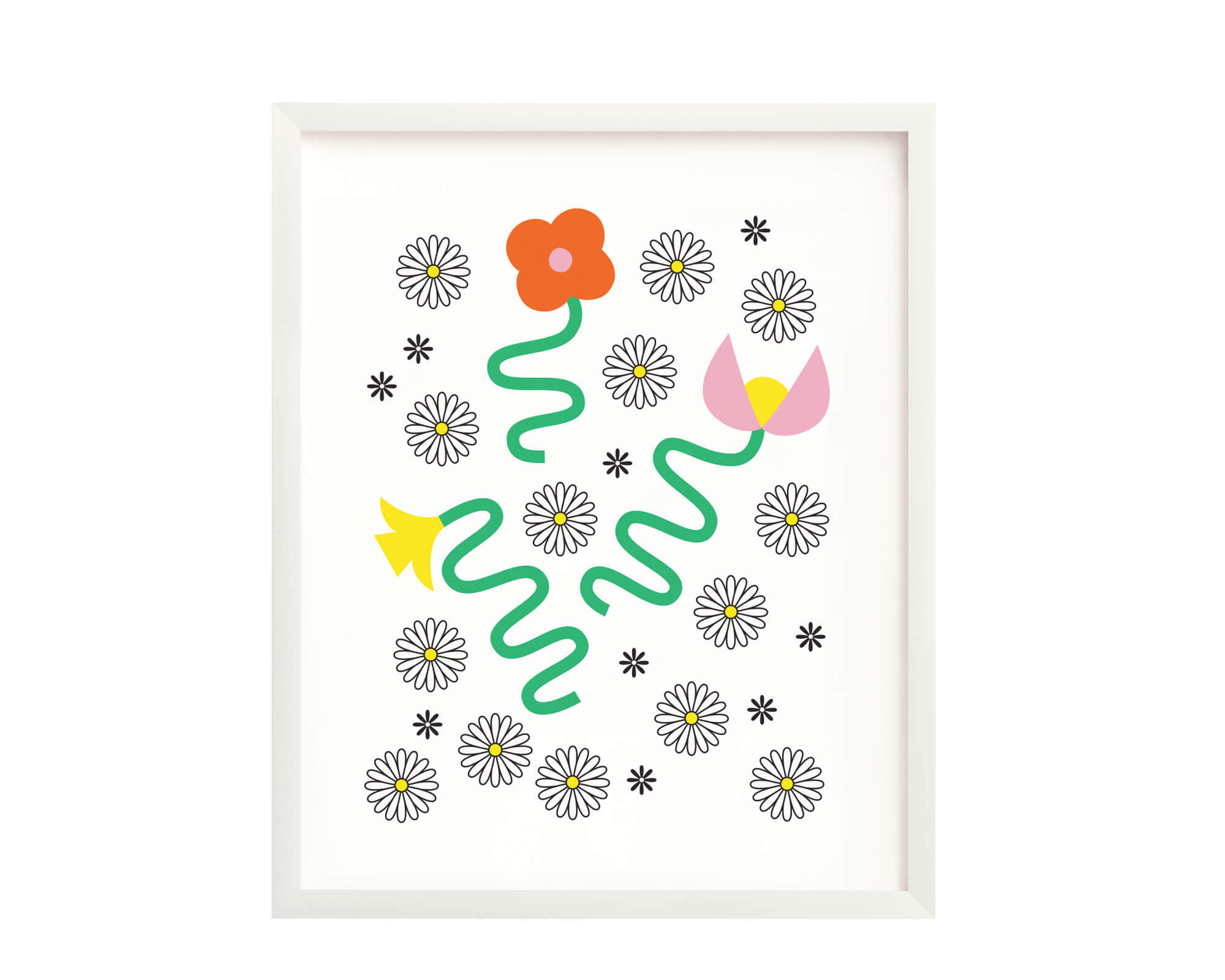 "Dances with Fleurs" squiggly fleurs archival giclée floral art print. Made in USA by My Darlin' @mydarlin_bk