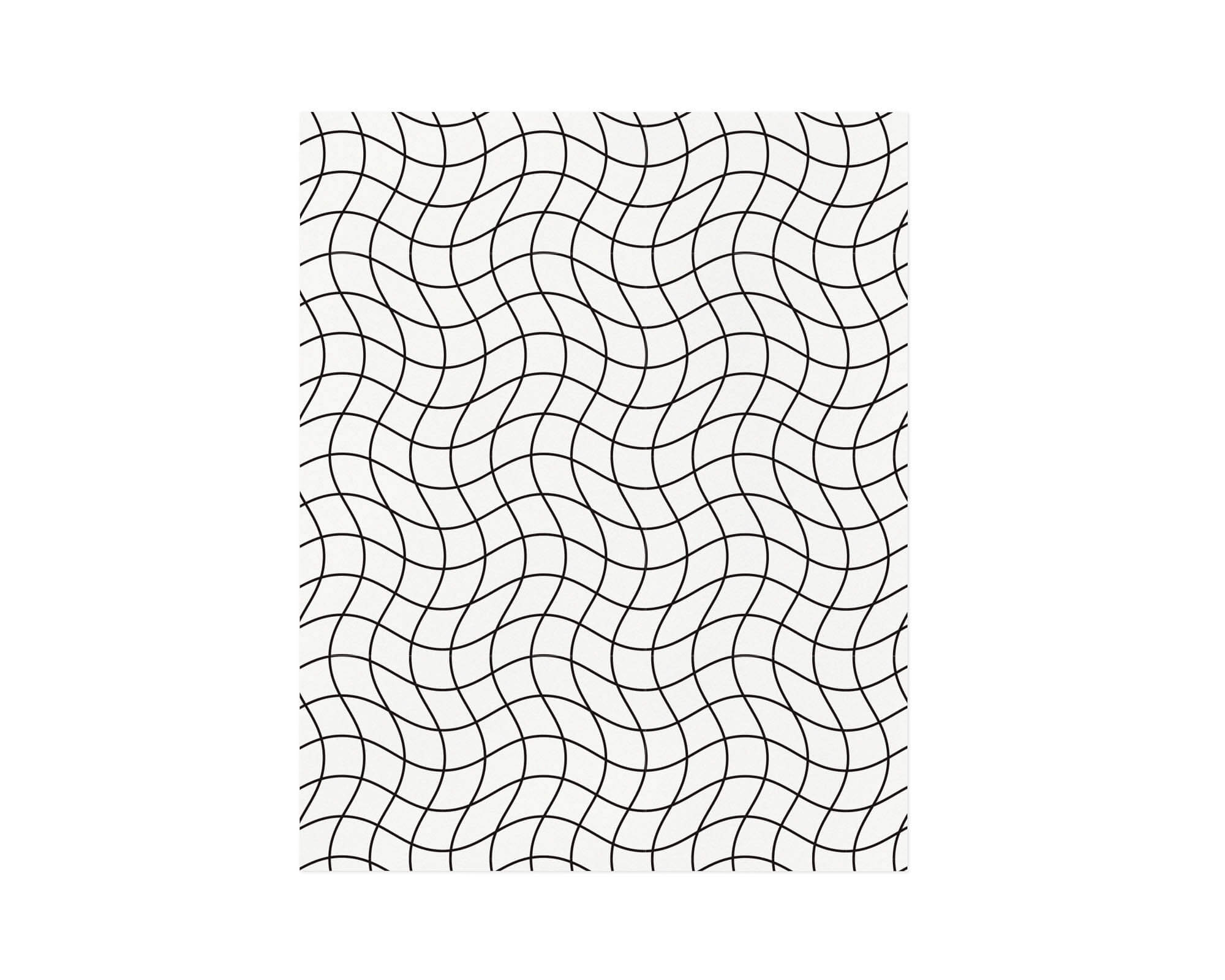 "Au Revoir Grid Noir" archival giclée art print in a wavy black and white grid pattern that bends space and time. Made in USA by My Darlin' @mydarlin_bk