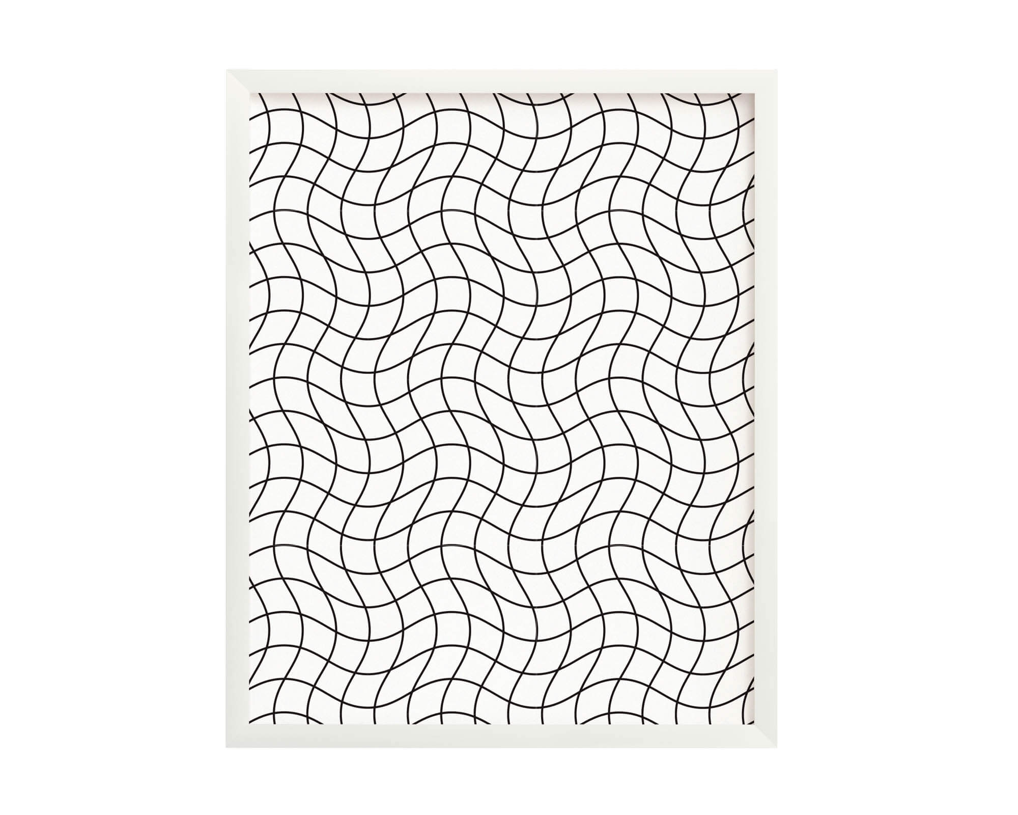 "Au Revoir Grid Noir" archival giclée art print in a wavy black and white grid pattern that bends space and time. Made in USA by My Darlin' @mydarlin_bk