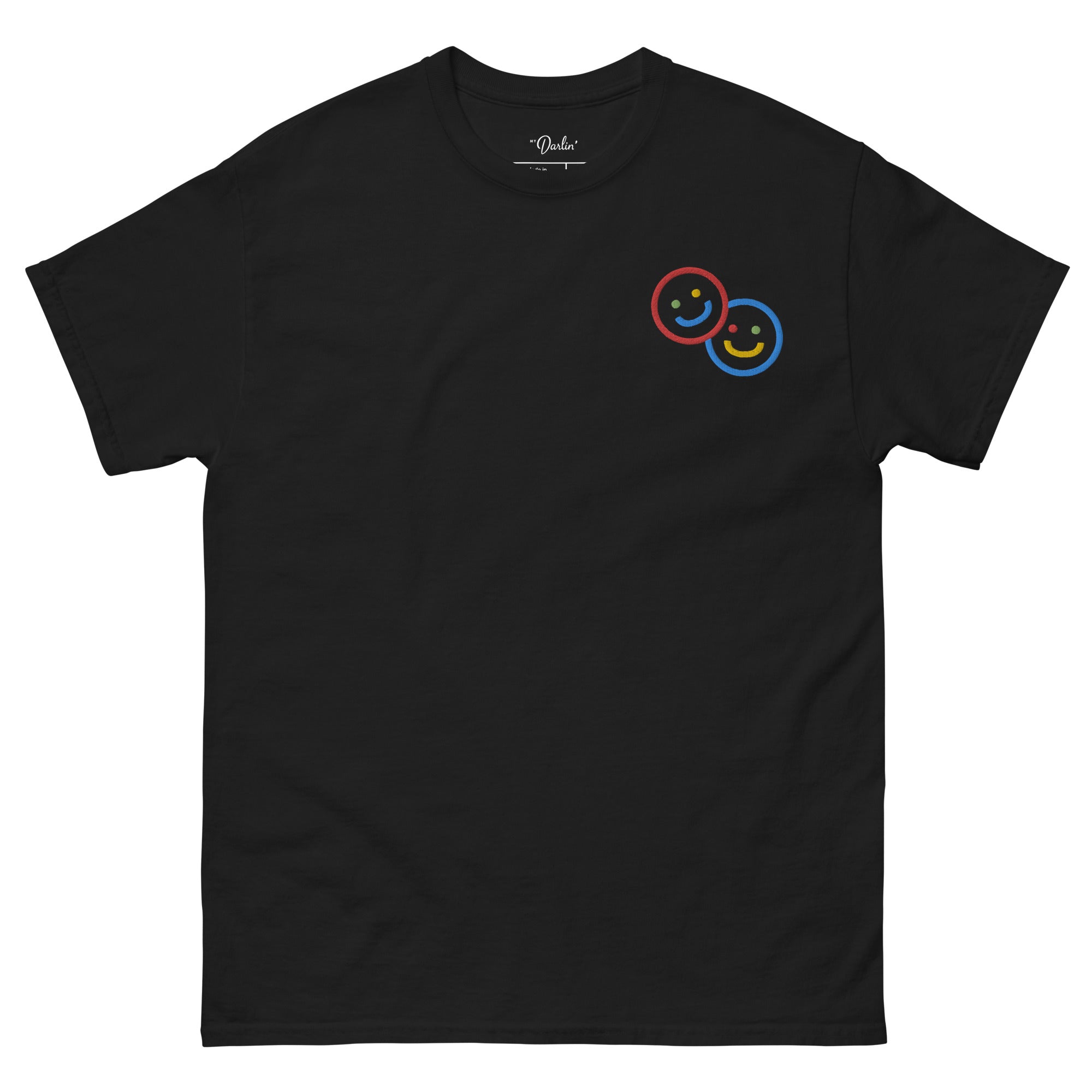 Colorblock Double Smileys Embroidered Tee