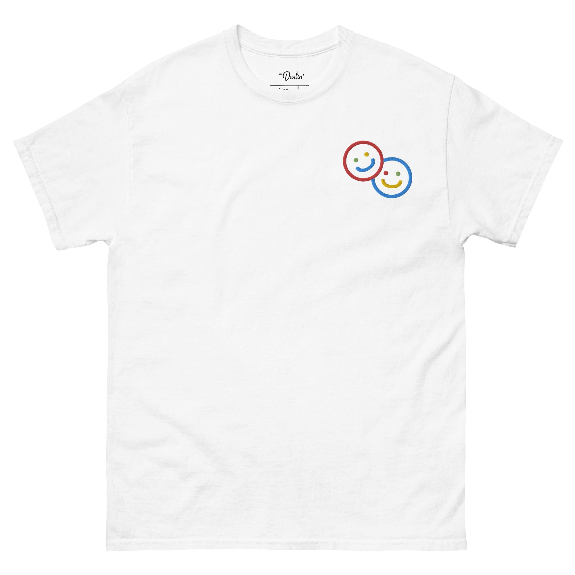 Colorblock Double Smileys Embroidered Tee